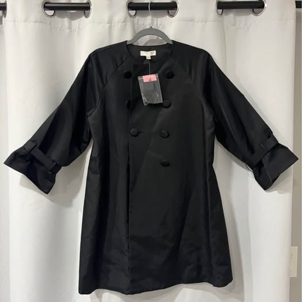 Kenar Womens Black Jacket Cotton/Poly Blend Sz S Lightweight Trench Coat NWT